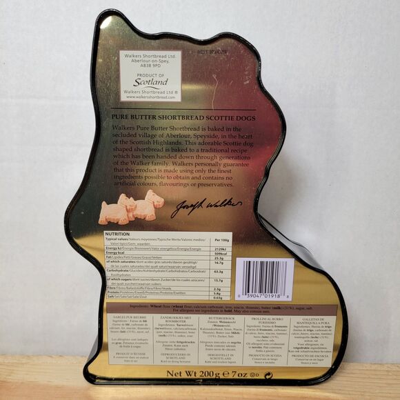 Black Scotty Tin Walker's Pure Butter Shortbread 8.5" X 6" X 2" - Picture 4 of 9